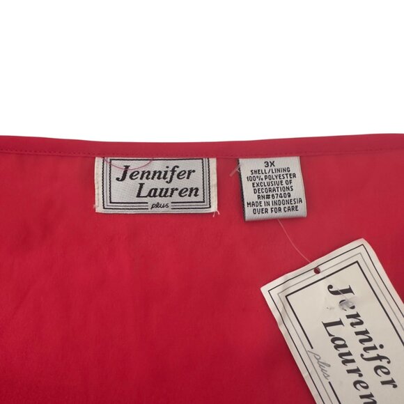 Jennifer Lauren Women Plus Coral/Red Flutter Sleeve V-Neck Blouse 3X Polyester - Picture 7 of 11